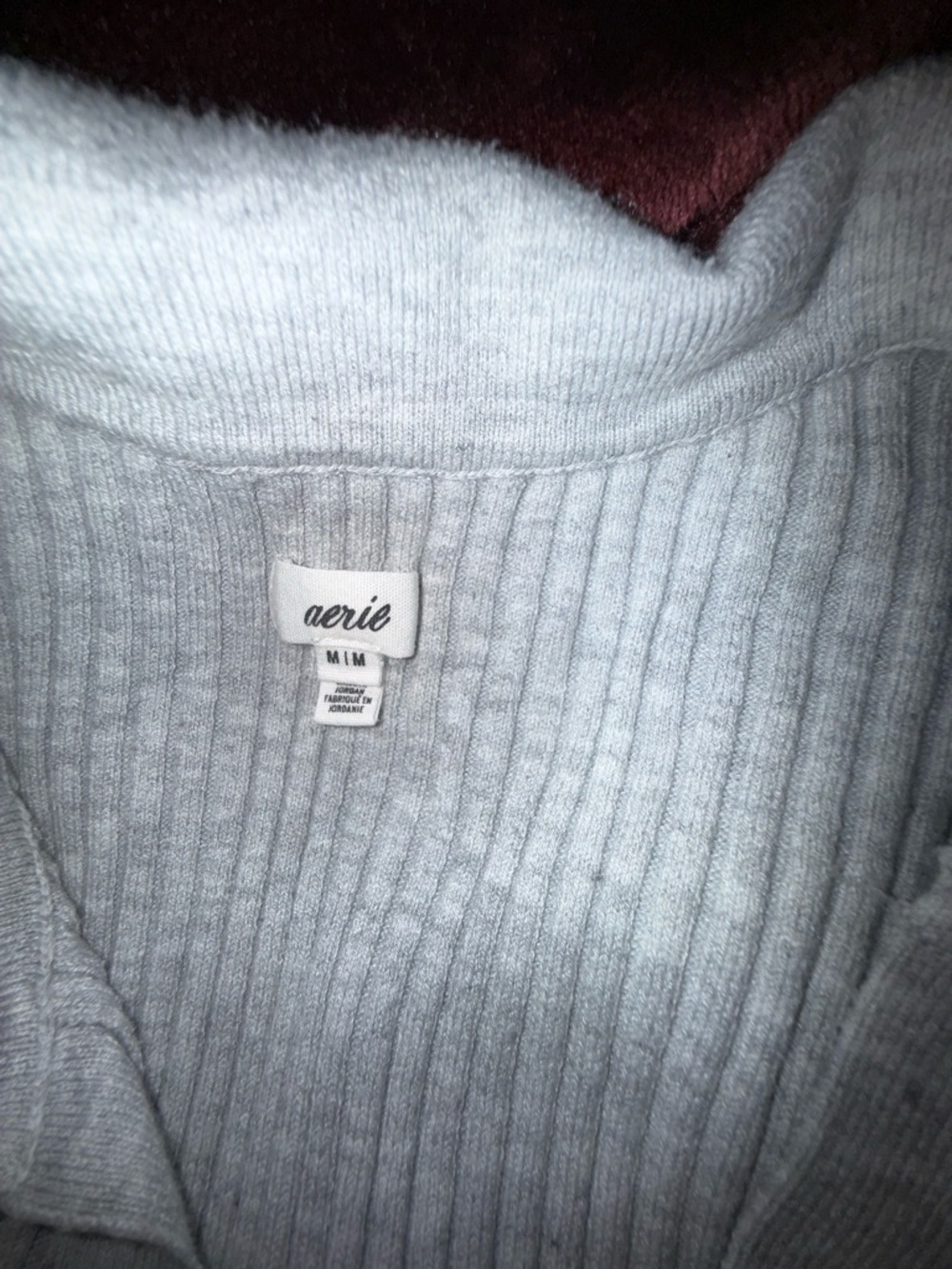 aerie Women's Light Gray Ribbed Button Cardigan - Picture 4 of 4